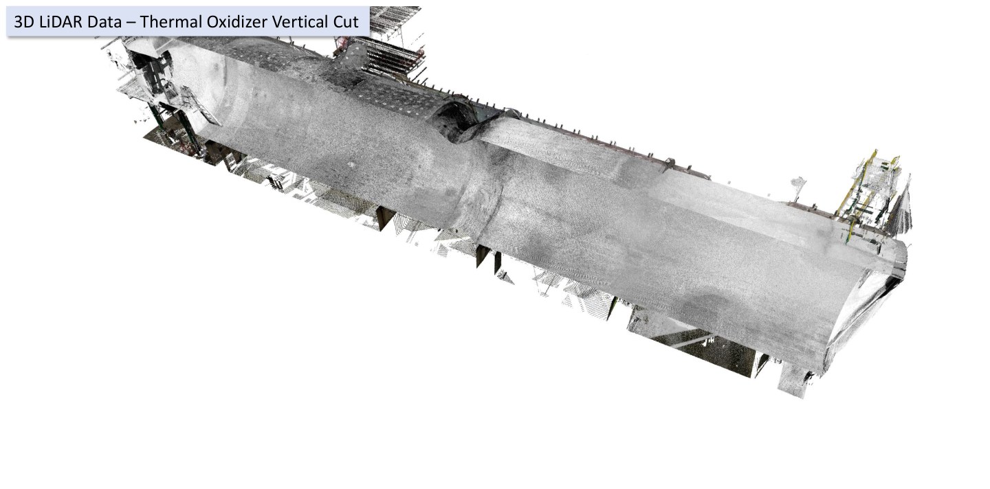 Vertical cut through the thermal oxidizer point cloud