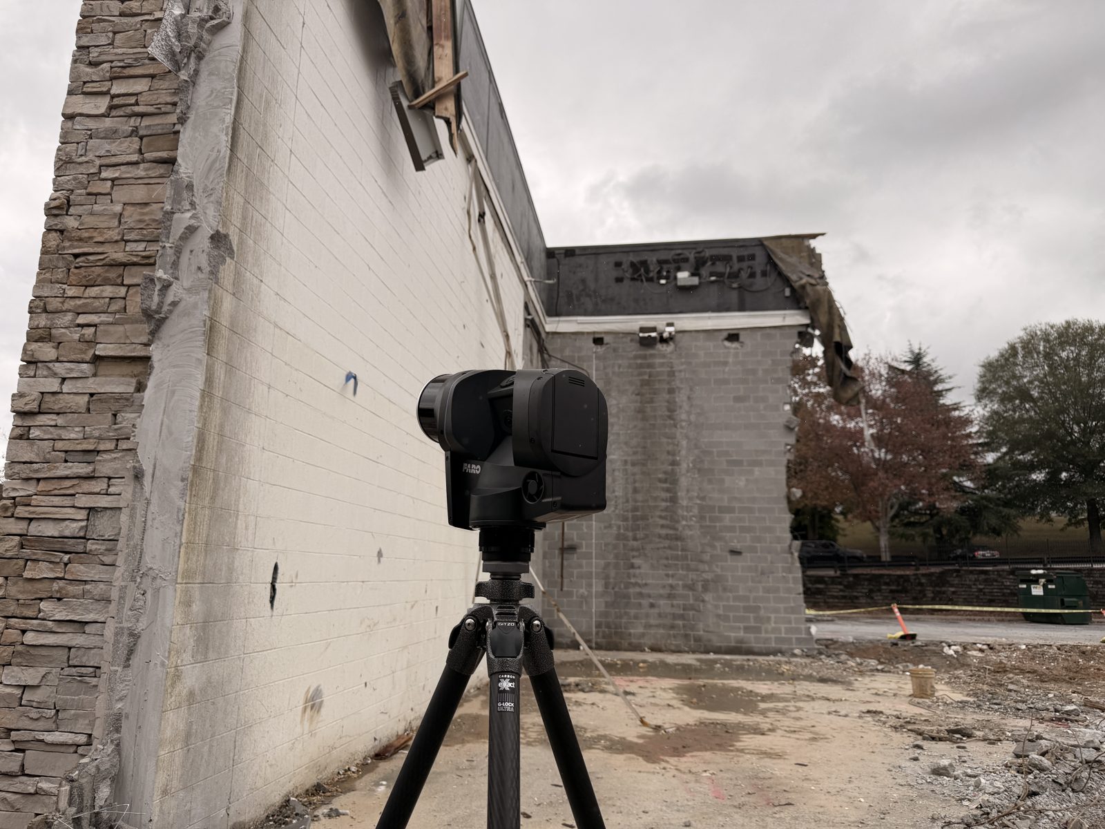 Scanning a partially demolished building